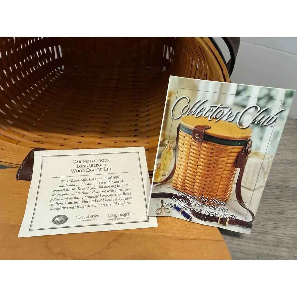 Longaberger 2000 Country Estates Lg. Saddlebrook Basket W/Protector, Strap & Tag